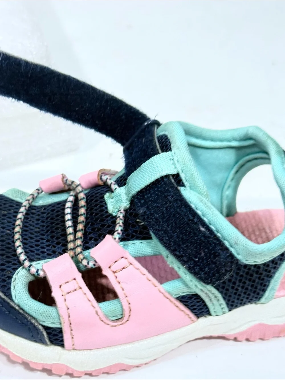 Carter's Navy Pink Aqua Kids Sport Sandals Water Shoes Size 6 Toddler Easy Pleas